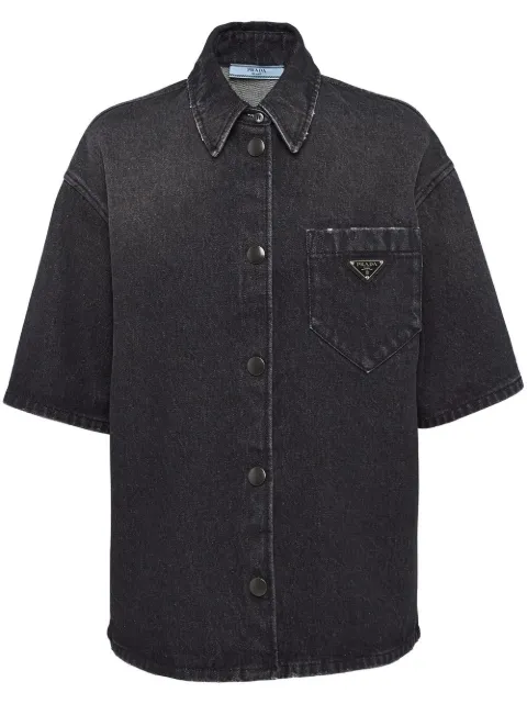 Prada logo-plaque short-sleeve shirt