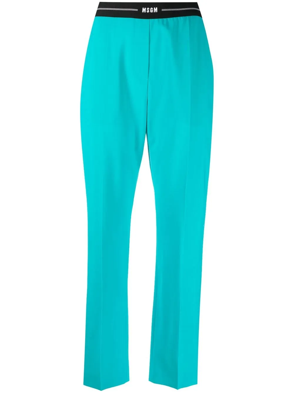 

MSGM pantalones de vestir con logo en la cinturilla - Azul