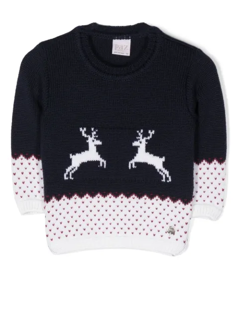 Paz Rodriguez reindeer-knit crew-neck jumper