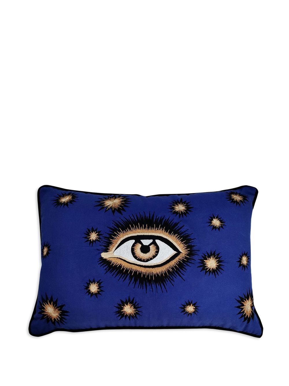 Shop Les-ottomans Eye-motif Embroidered Cushion In Blue