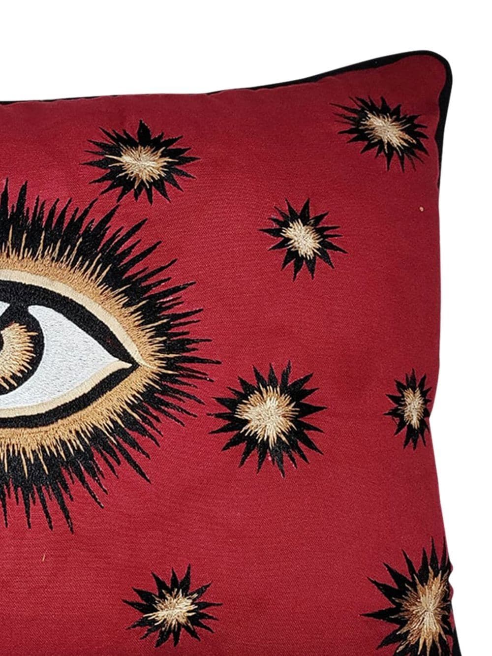 Shop Les-ottomans Eye-motif Embroidered Cushion In Red