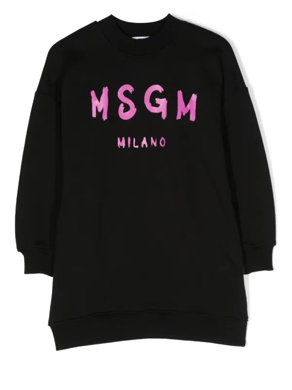 MSGM Kids logo-print Jersey Jumper Dress - Black