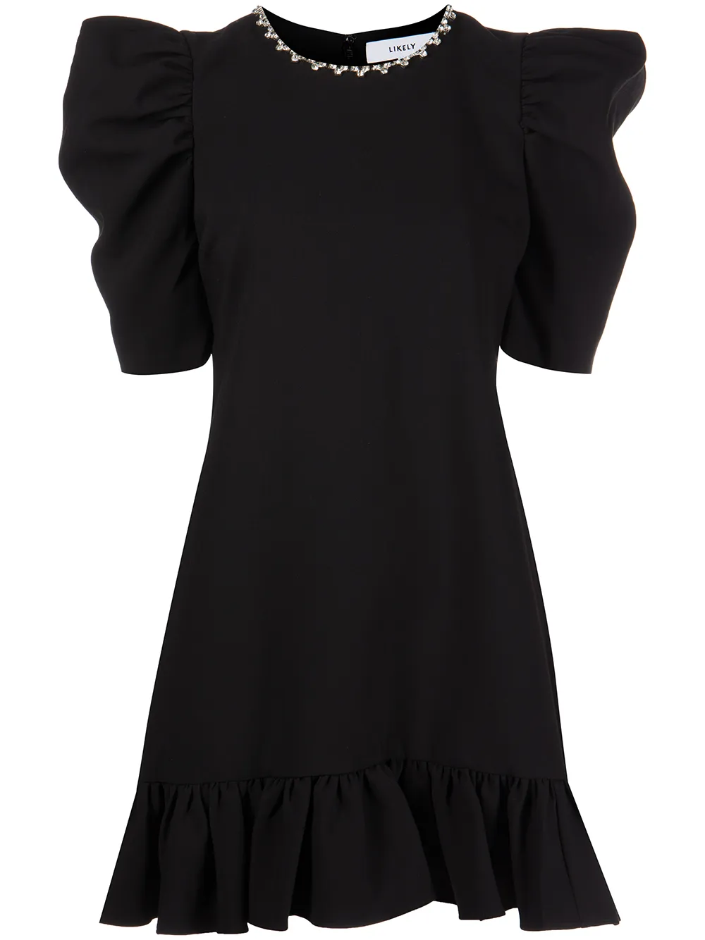 

Likely rhinestone-embellished puff sleeve mini dress - Black