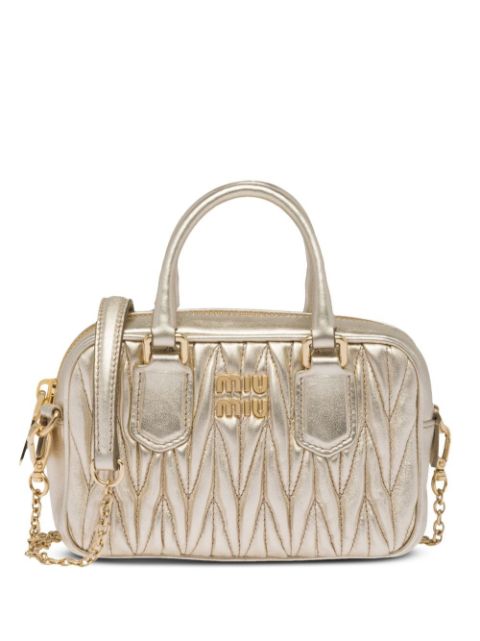 Miu Miu metallic-finish quilted tote bag