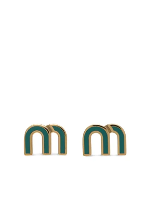 Miu Miu enamel-logo stud earrings