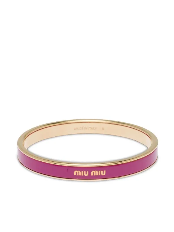 Miu Miu Enameled Metal Bangle Bracelet, Women, Fuchsia, Size M