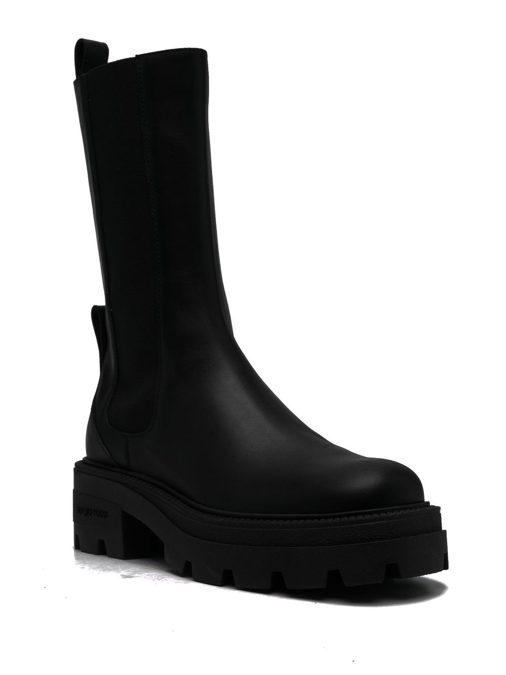 Shop Sergio Rossi Chunky-soled Leather Boots In 黑色