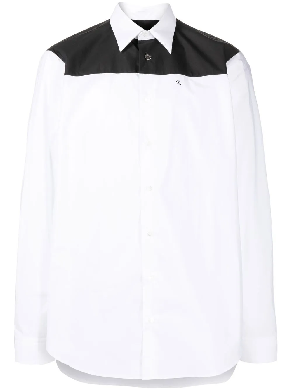 Raf Simons Colour-block Cotton Shirt In White