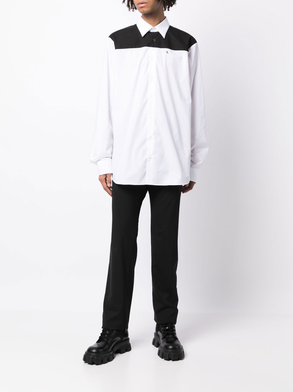 Shop Raf Simons Ghost Two-tone Shirt In White
