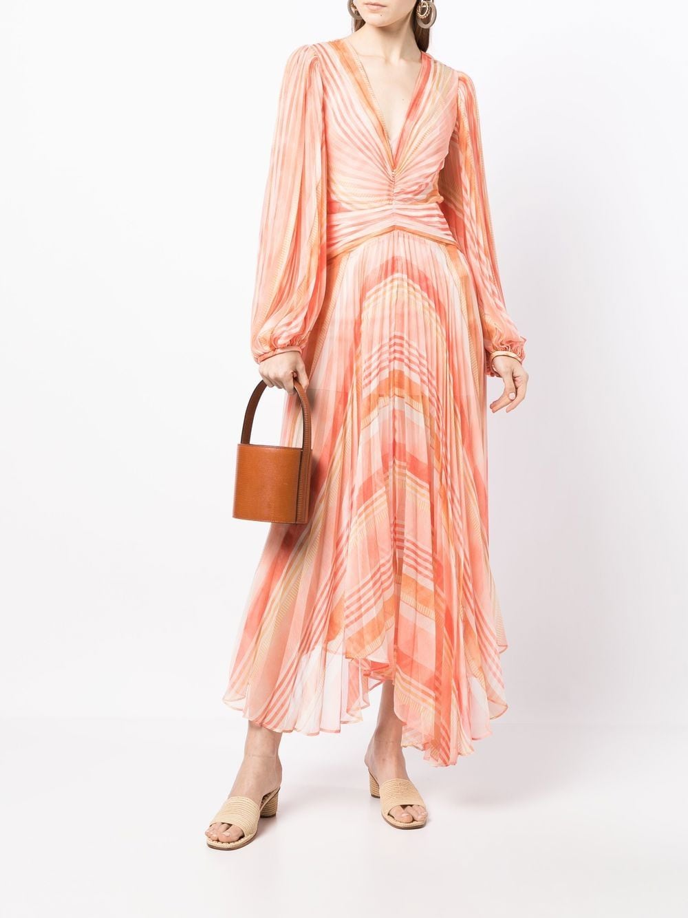 Shop Acler Astone Striped Maxi Dress In Orange