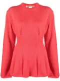 Comme Des Garçons peplum-hem crew neck jumper - Red