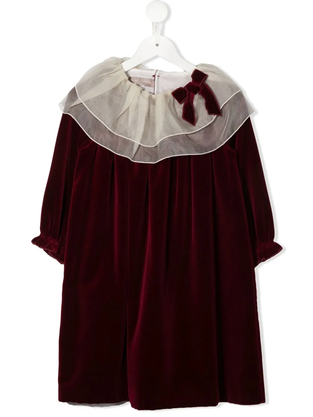 

La Stupenderia vestido con efecto de terciopelo y moño - Rojo