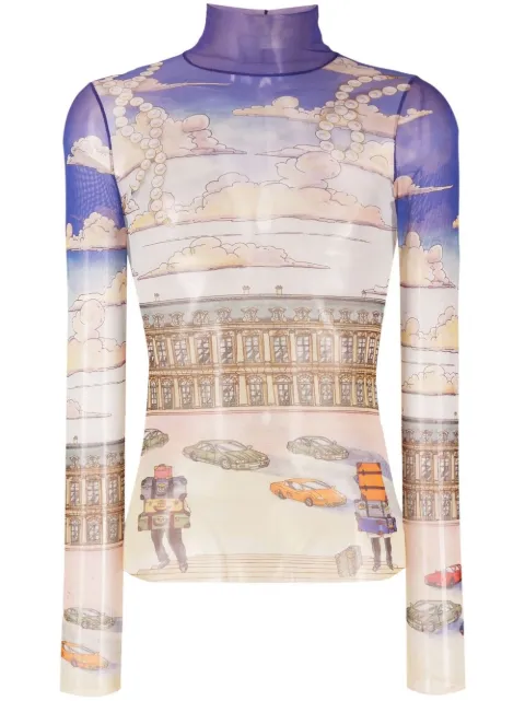 Casablanca top med illustration-tryk 