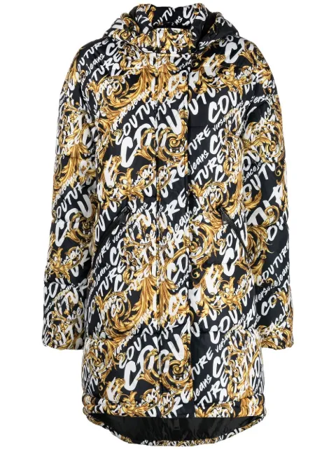 logo-print padded coat