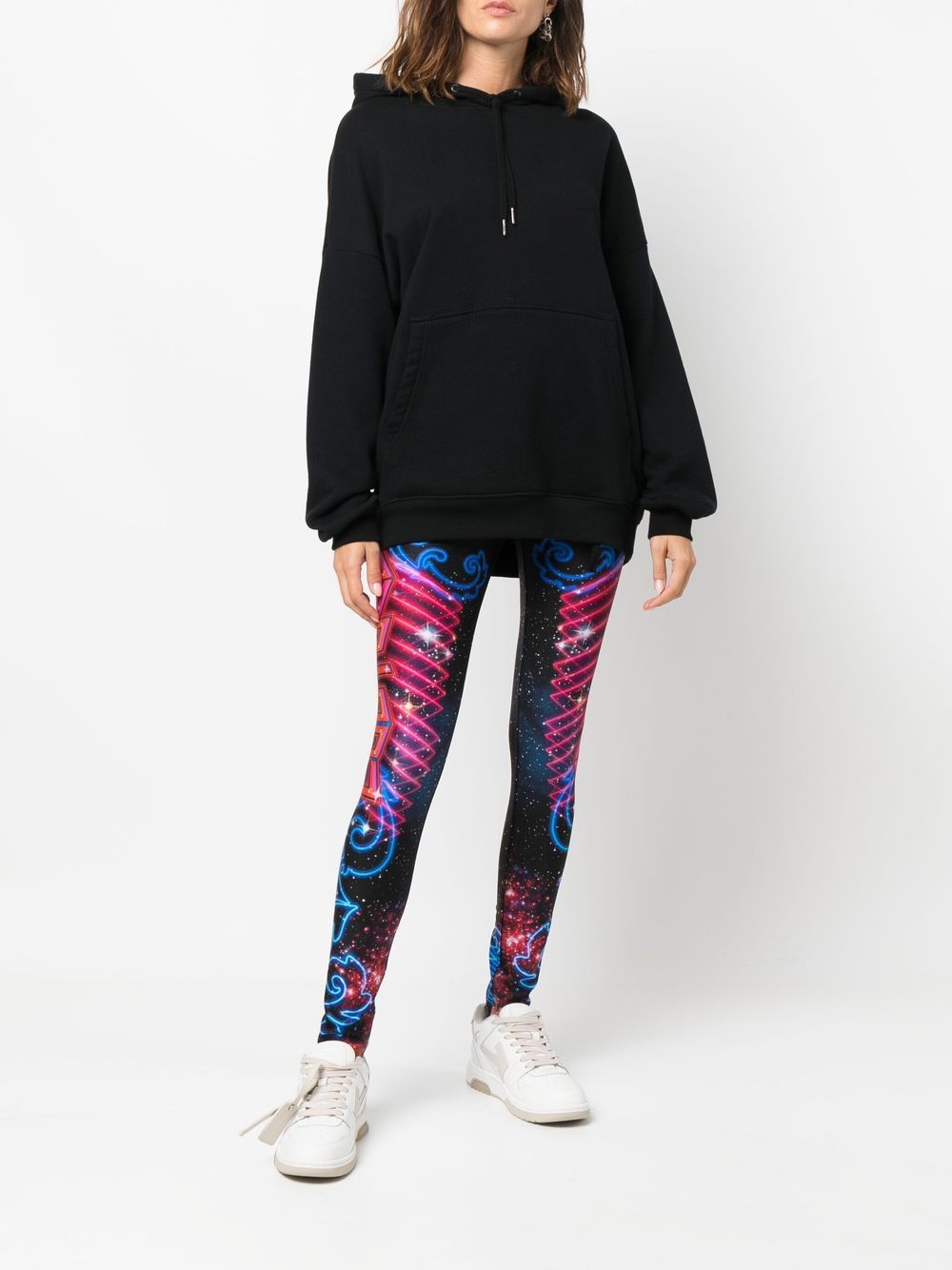 Shop Versace Jeans Couture High-waisted Graphic-print Leggings In Black