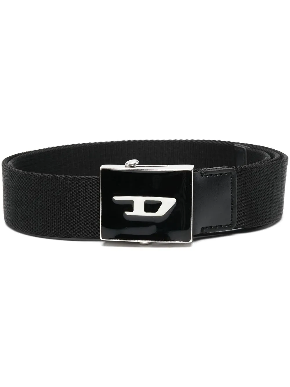 

Diesel logo-plaque leather belt - Black