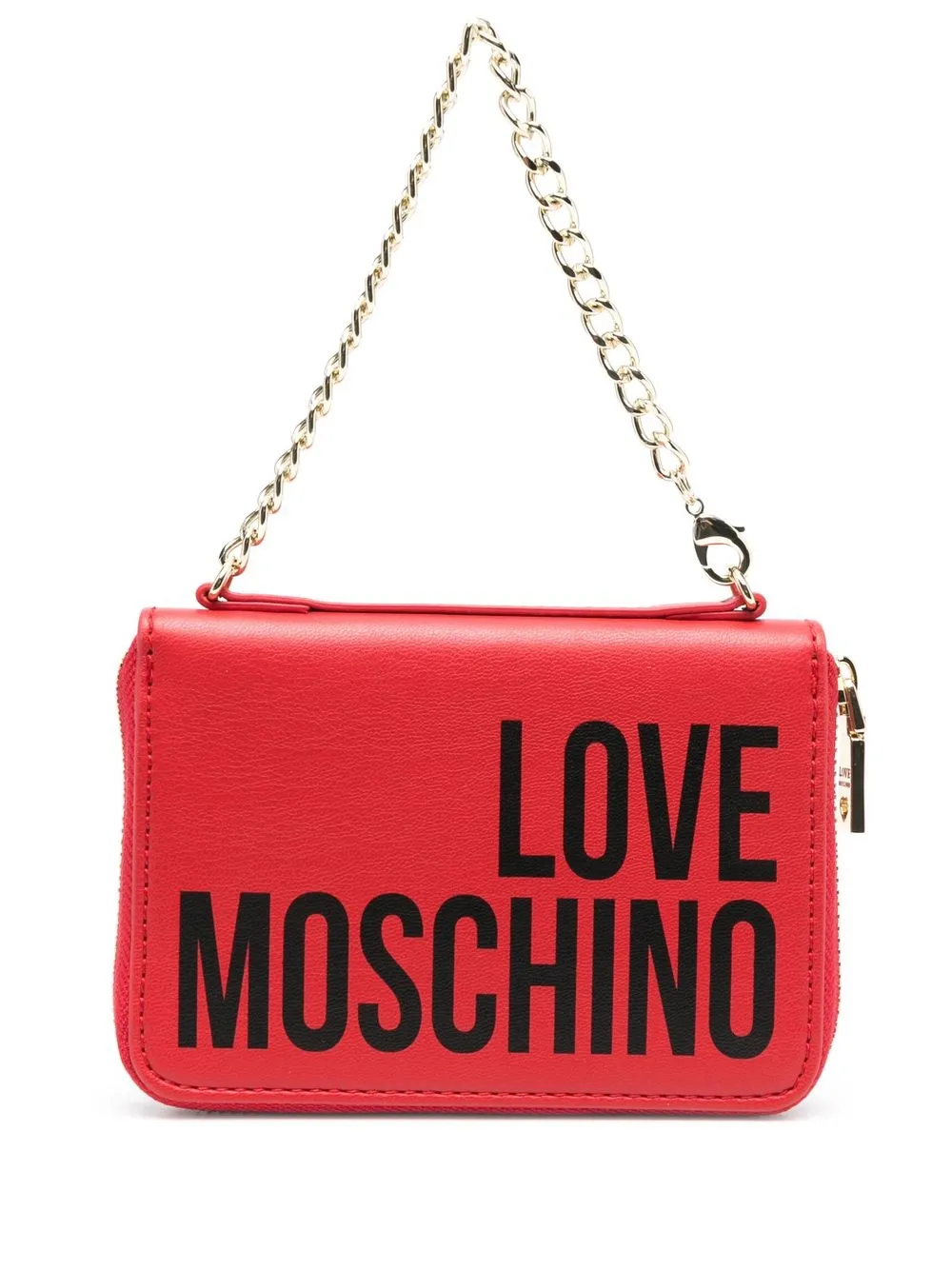 

Love Moschino cartera con logo estampado y cadena - Rojo