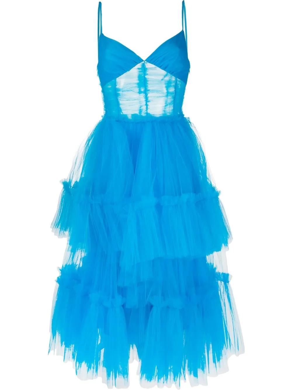 ACT N°1 RUFFLES TULLE MIDI DRESS