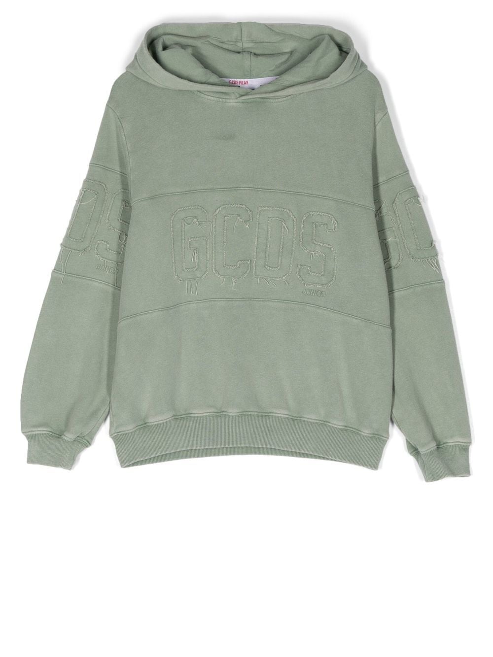 

Gcds Kids logo-appliqué cotton hoodie - Green