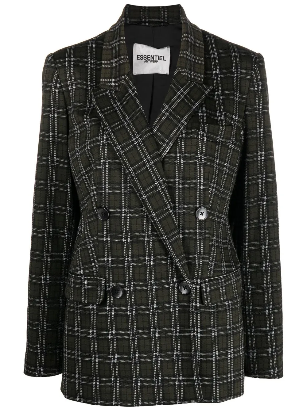 

Essentiel Antwerp checked double-breasted blazer - Green