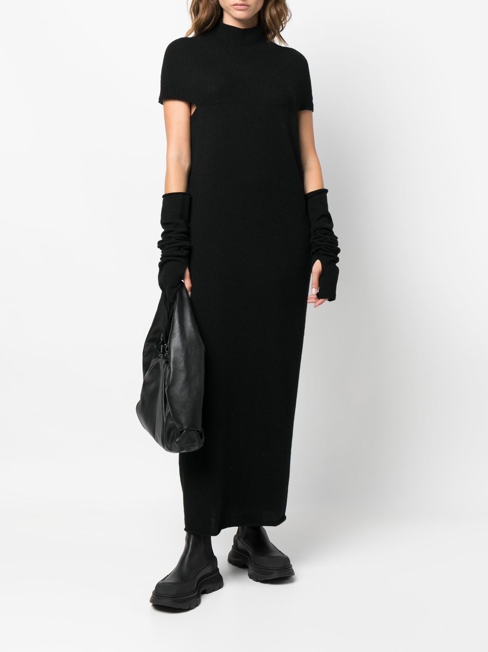 Yohji Yamamoto Geribbelde maxi-jurk - Zwart