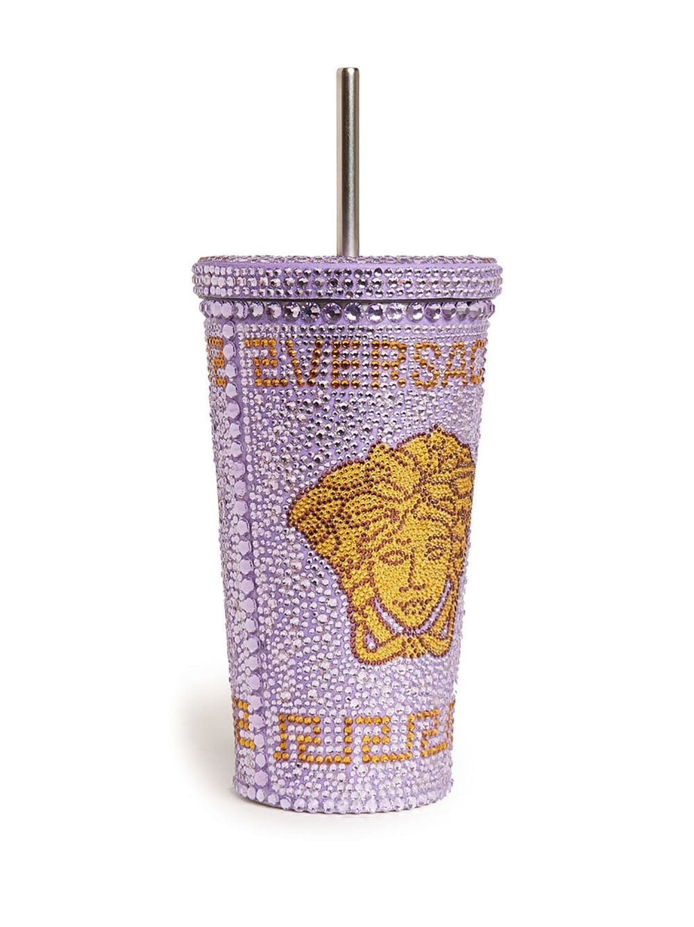 Image 2 of Versace Medusa crystal-embellished travel cup