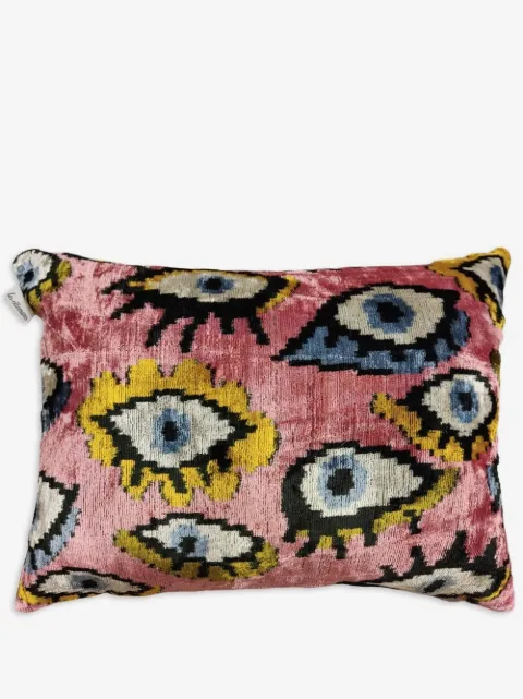 Les-Ottomans eye-motif jacquard velvet cushion 