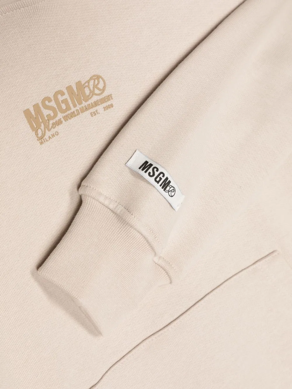  Msgm Kids Hoodie Mit Logo Print   Nude 