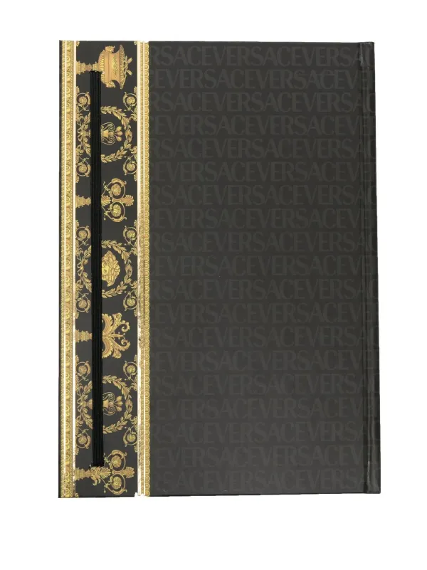 Versace Home Barocco logo-print Notebook | Black | FARFETCH