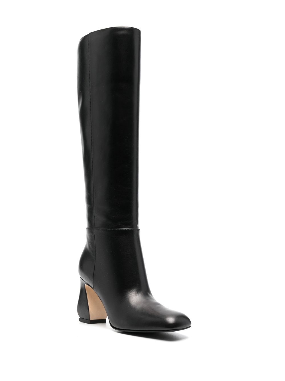Shop Si Rossi 90mm Knee-high Leather Boots In Black