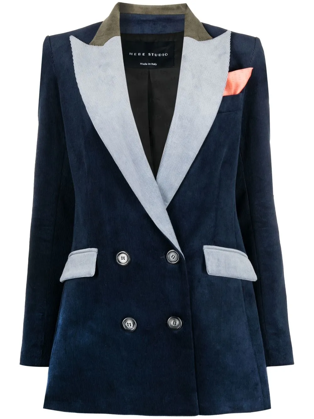 

Hebe Studio blazer con solapas en contraste y doble botonadura - Azul