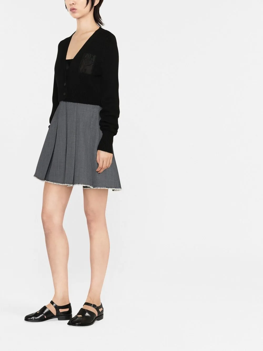  Cecilie Bahnsen Cropped Cardigan Mit Blumenstickerei   Schwarz 
