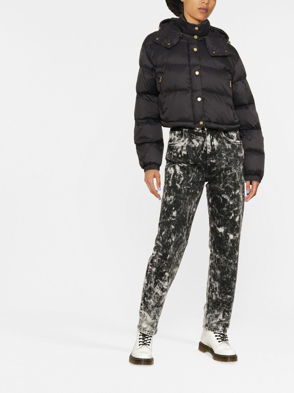Image 2 of PINKO cropped hooded puffer jacket