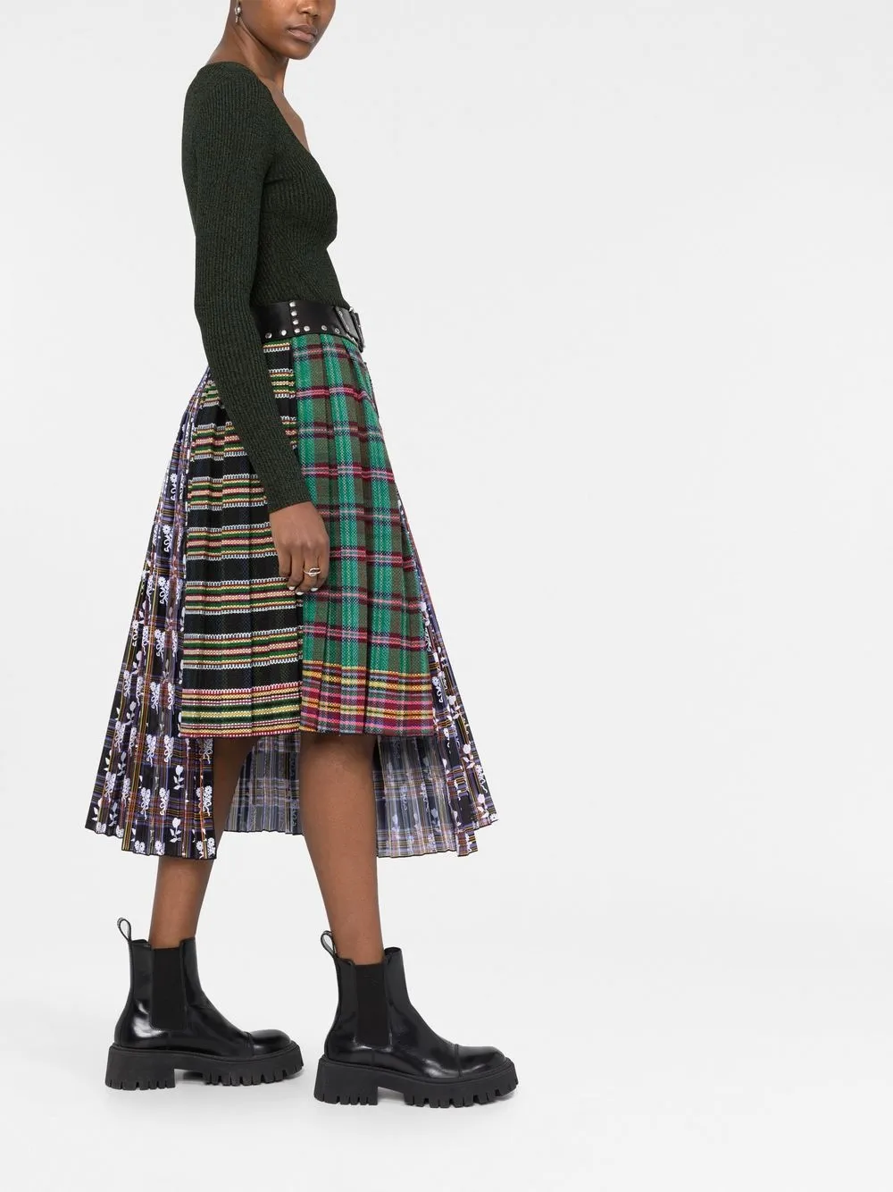 Chopova Lowena Checked Pleated Midi Skirt - Farfetch