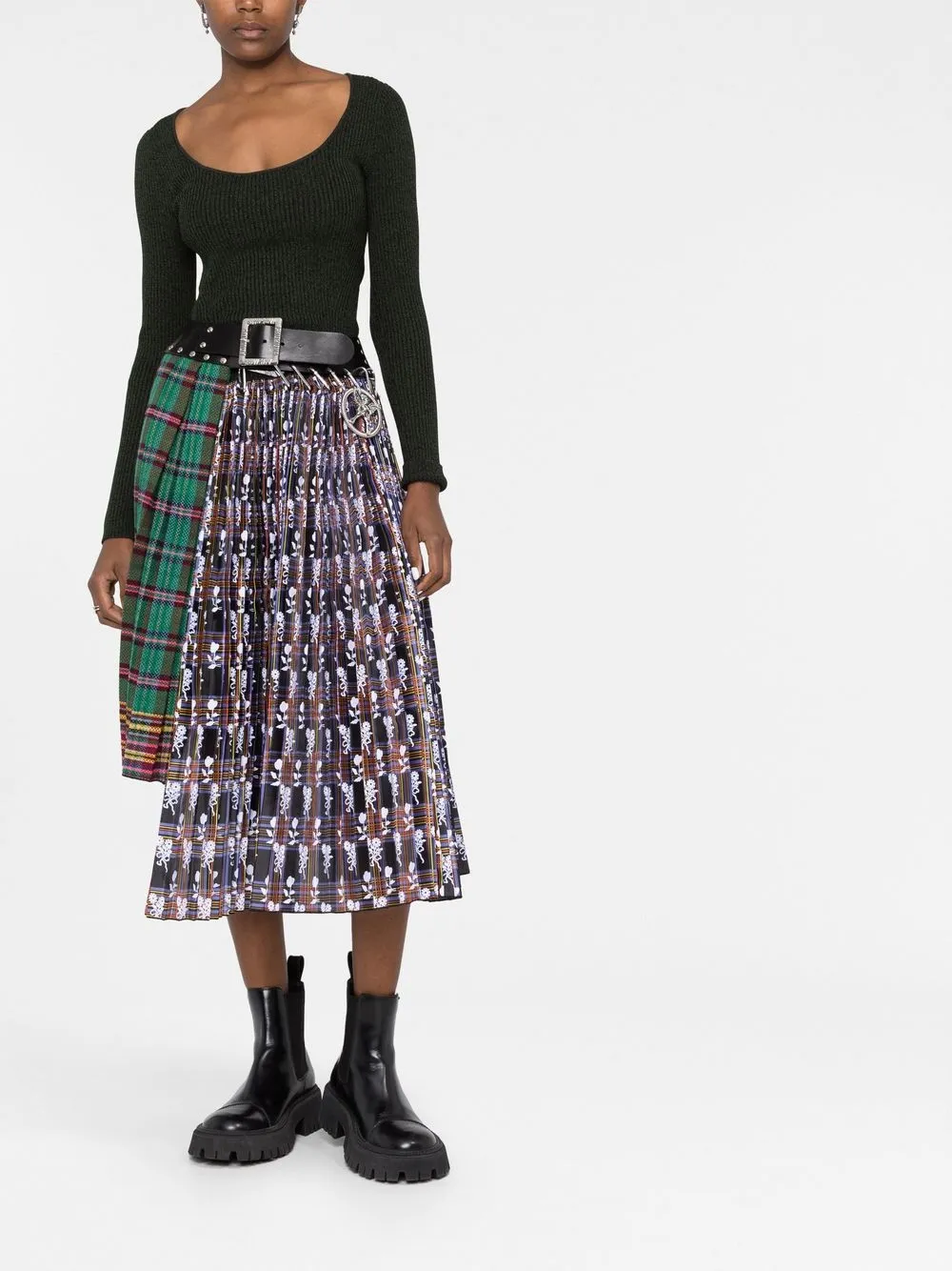 Chopova Lowena Checked Pleated Midi Skirt - Farfetch