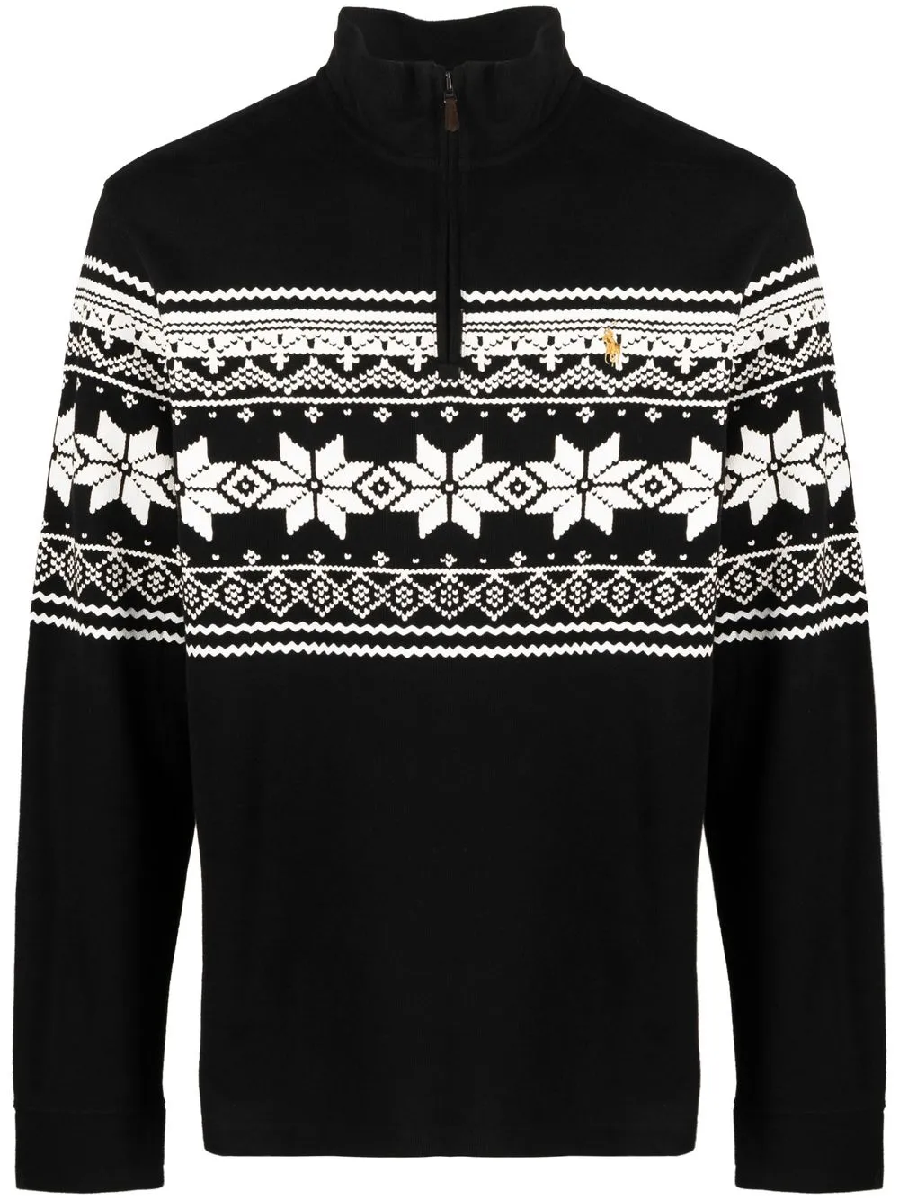 

Polo Ralph Lauren patterned funnel neck jumper - Black