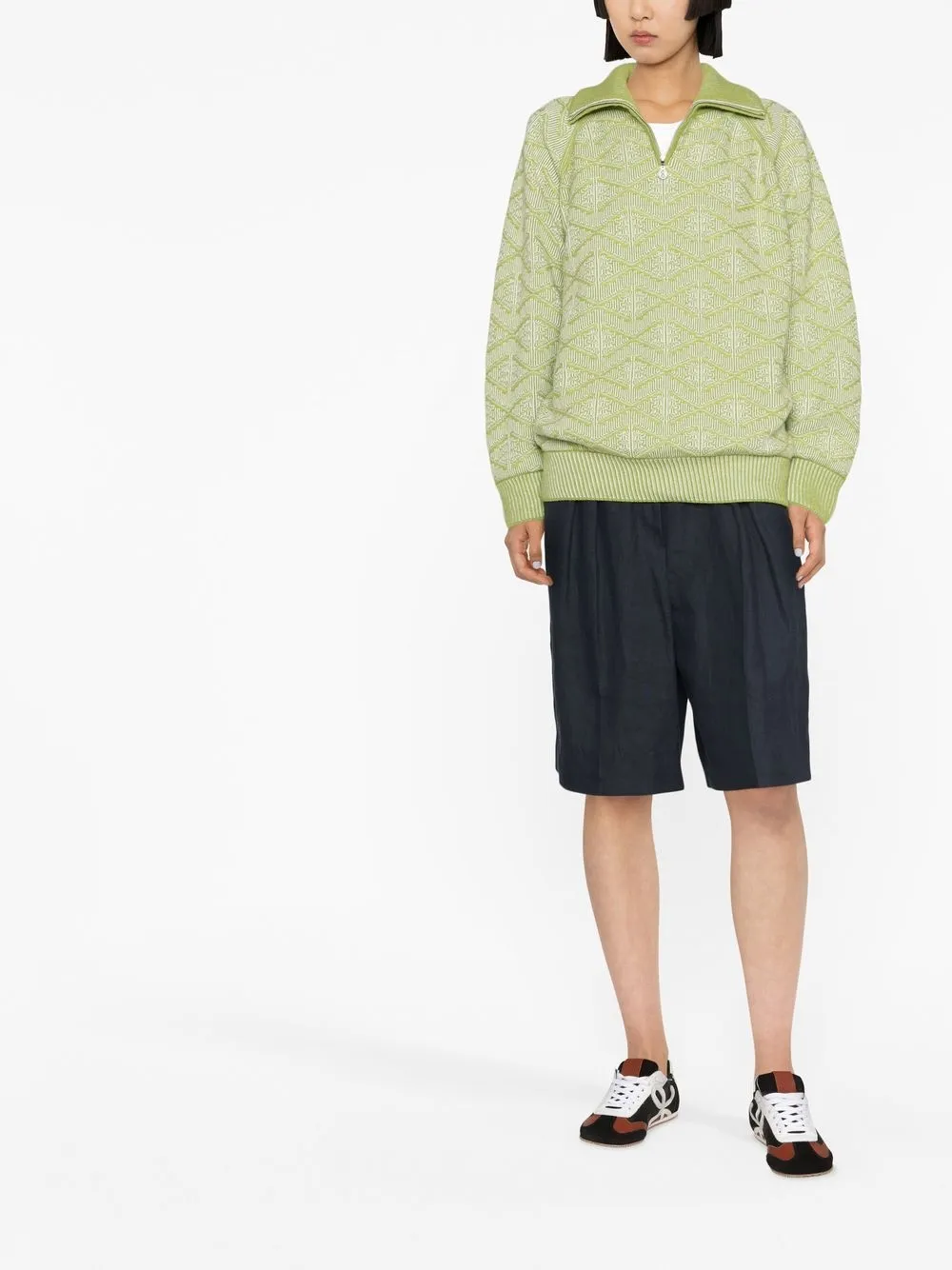 Barrie Trui met monogram patroon - Groen