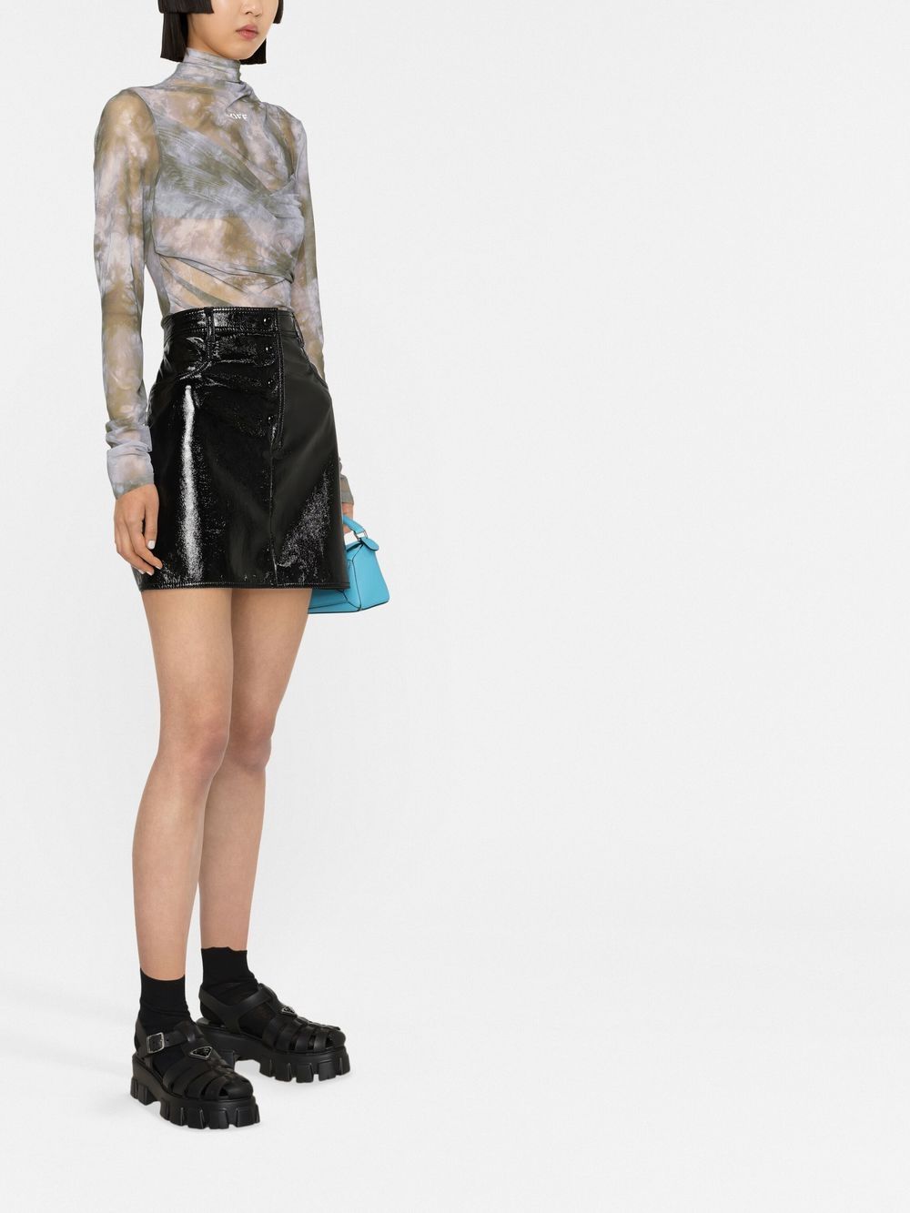 Msgm Shiny Leather-like Mini Skirt In Black | ModeSens