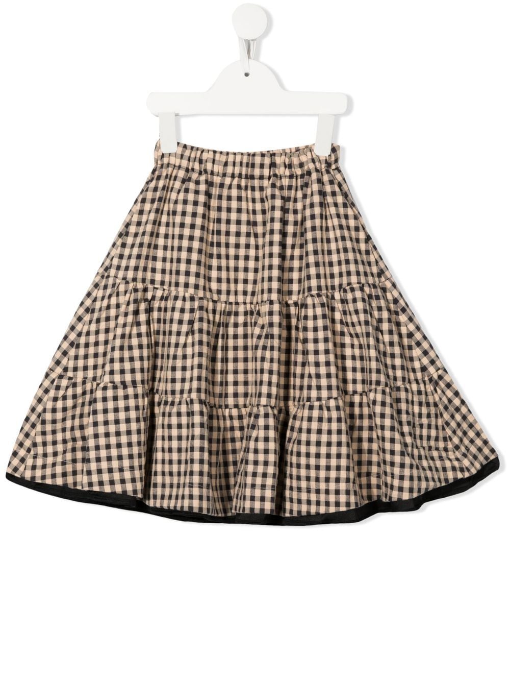 Caffe' D'orzo Kids' Gingham-check Midi Skirt In Neutrals