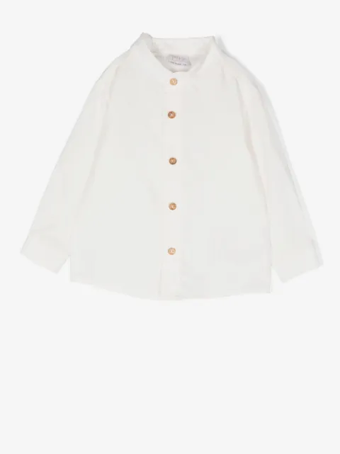 Paz Rodriguez button-up collarless shirt