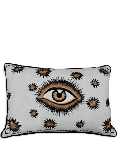 Les-Ottomans eye-motif embroidered cushion