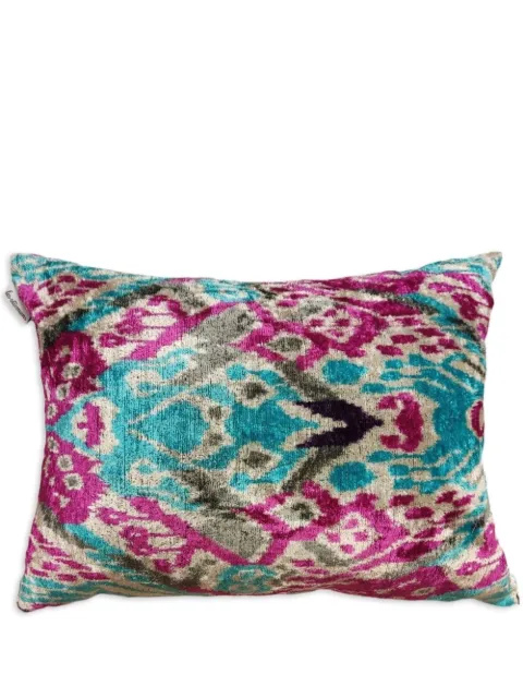 Les-Ottomans pude i velour med ikat-tryk