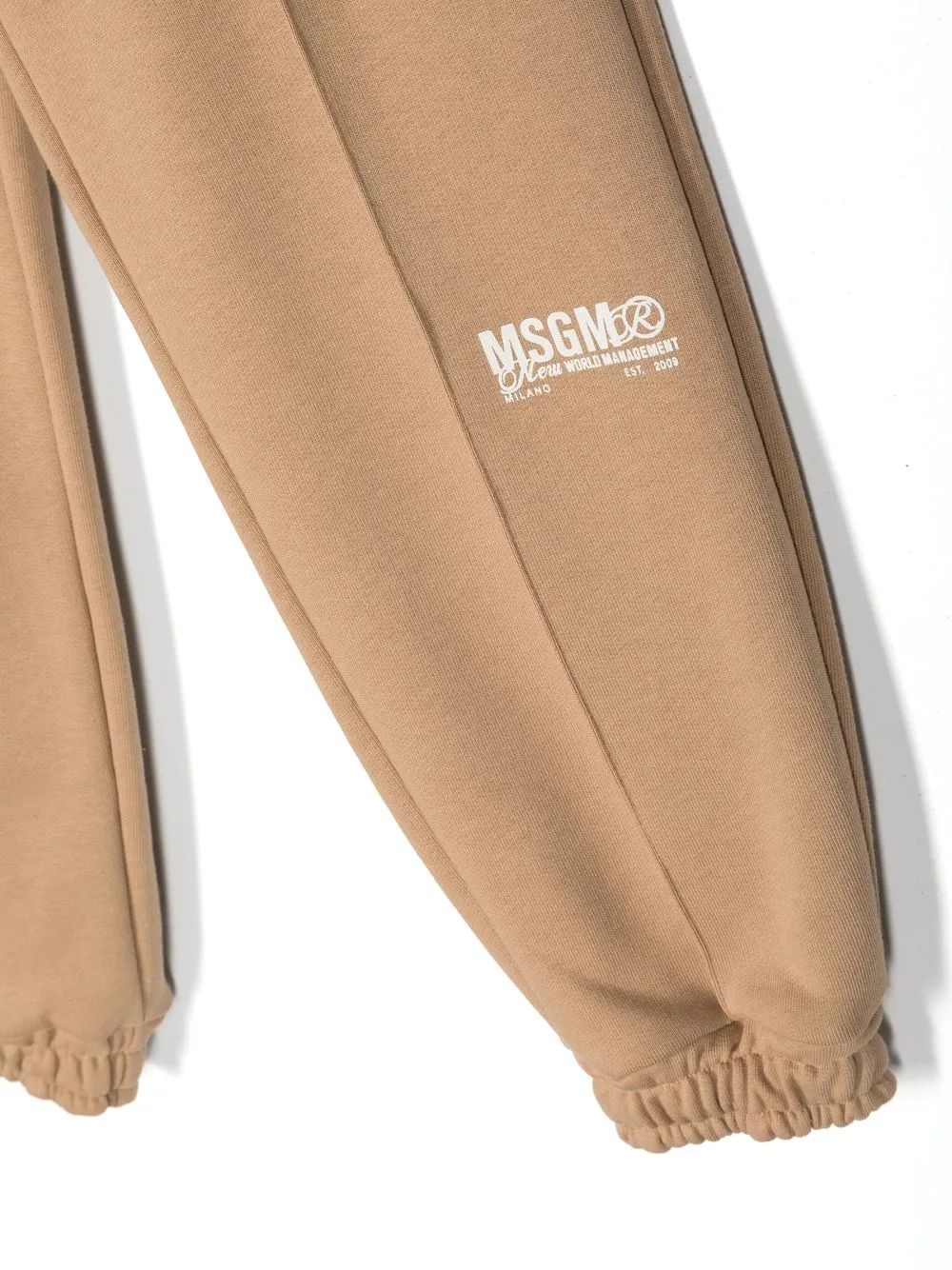 Msgm Logo-print Cotton Track Pants In Neutrals
