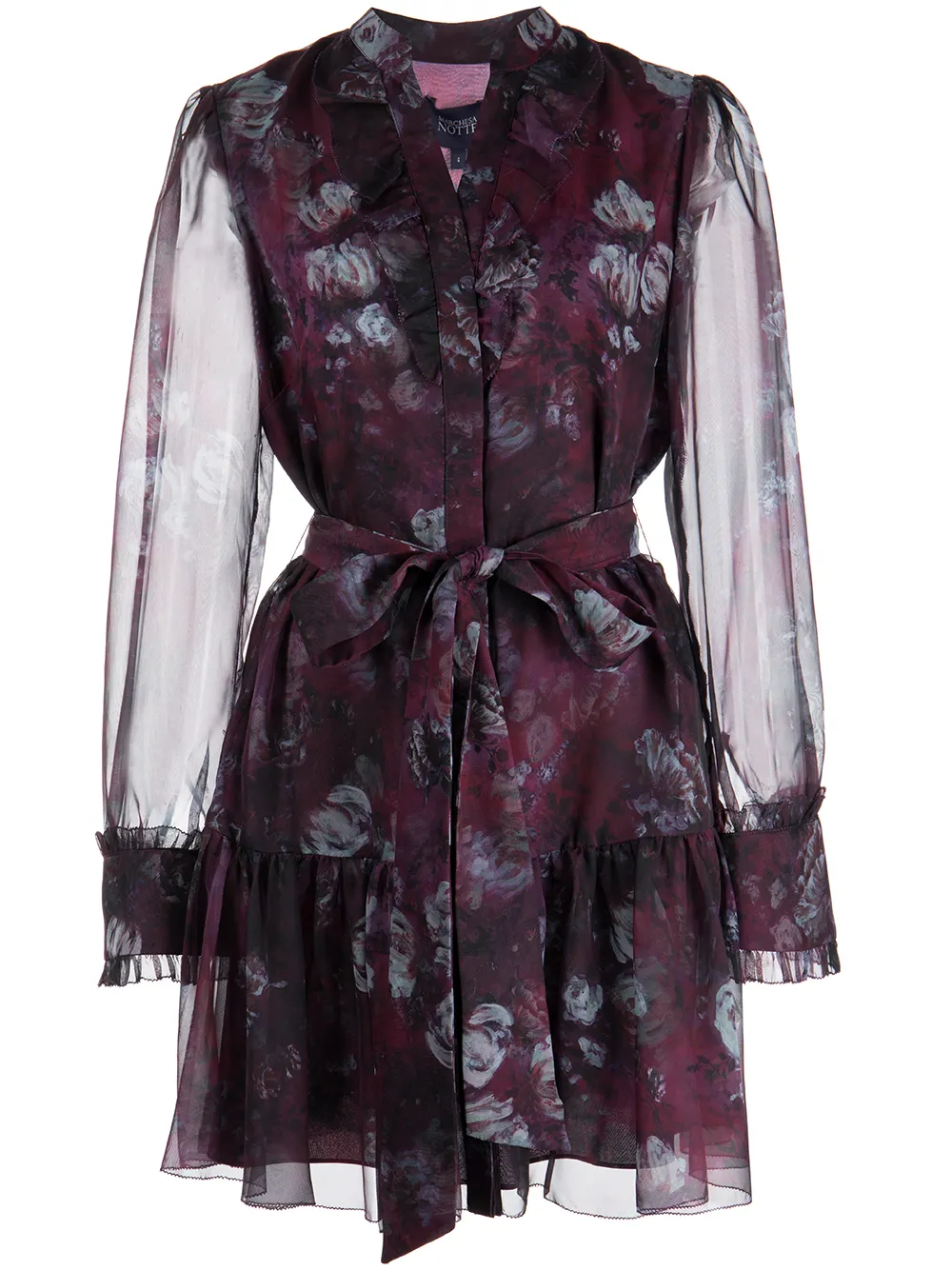 

Marchesa Notte floral-print chiffon dress - BURGUNDY