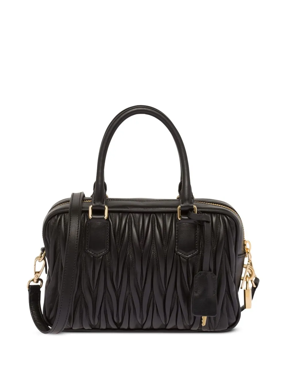 Miu Miu Matelassé Leather Tote Bag In Black ModeSens