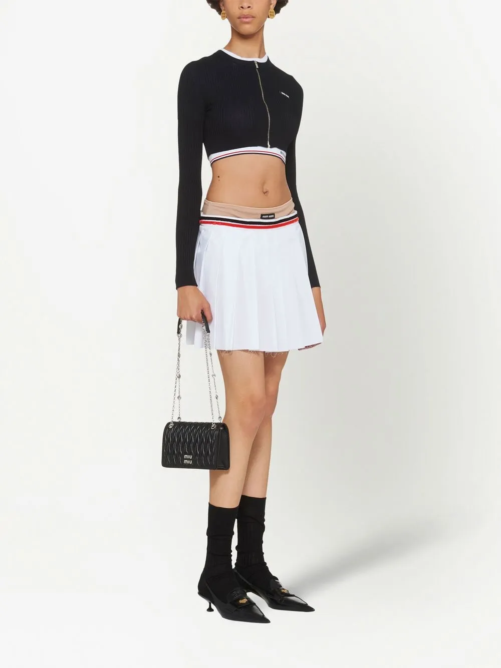 Miu Miu Leren crossbodytas - Zwart