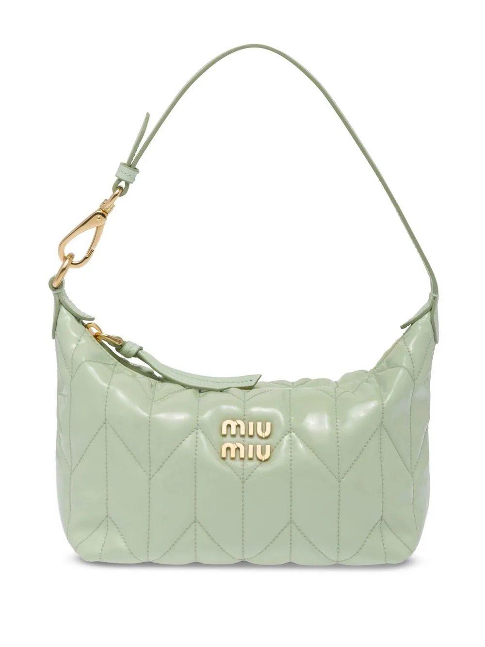 

Miu Miu bolsa de hombro capitonada con placa del logo - Verde