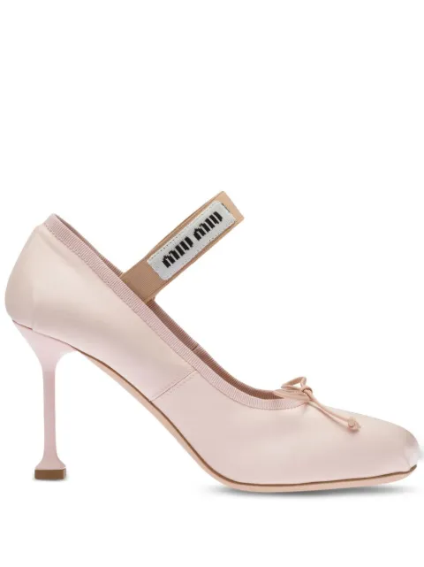 Miu Miu Sapatilha de cetim com salto 90mm