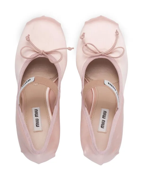 Miu Miu 90mm Satin Ballet Pumps Pink FARFETCH AU