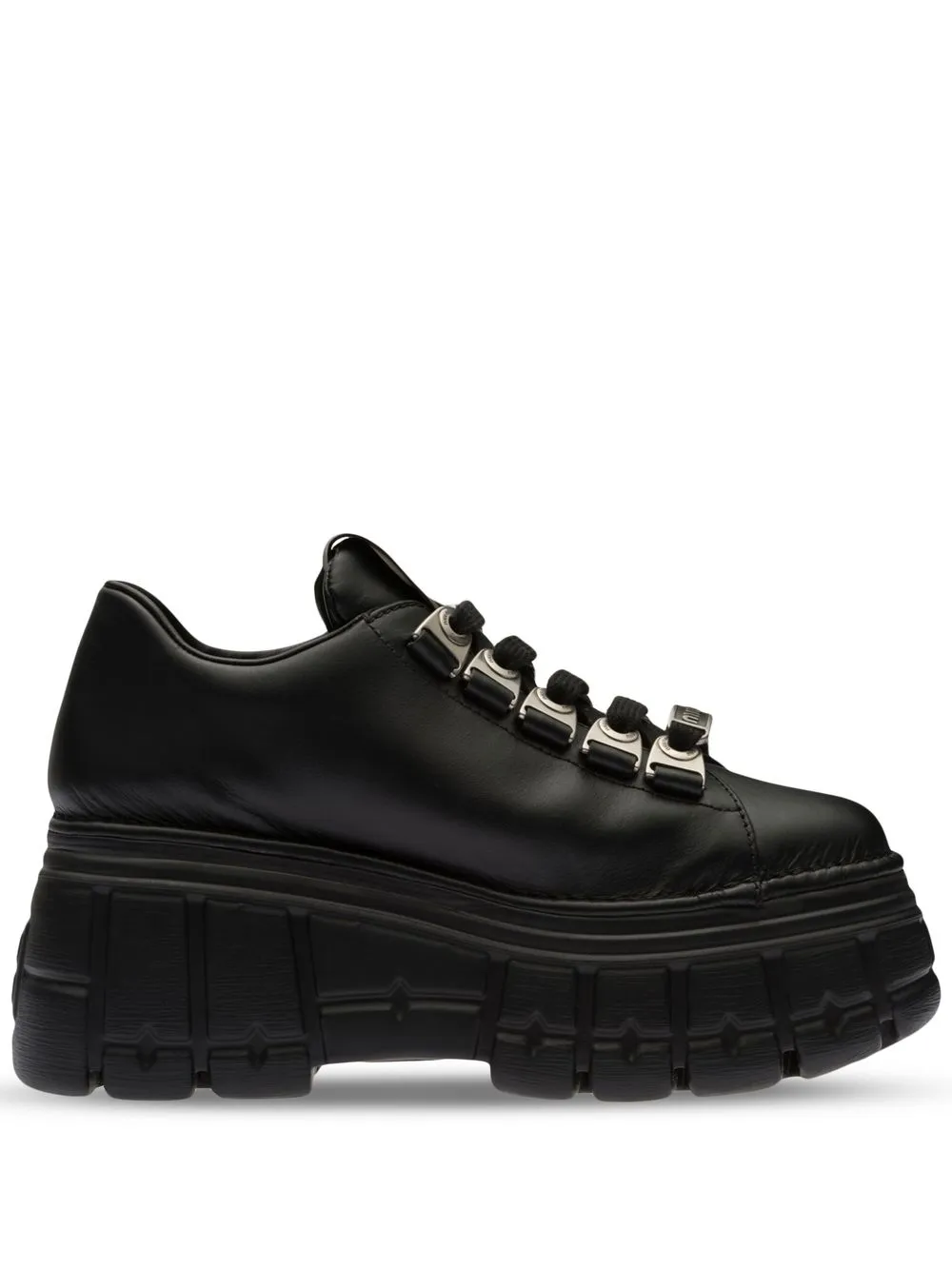 Miu Miu Lace-up Platform Sneakers In Black